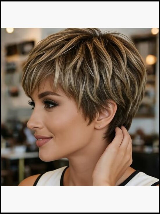 Short Pixie Cut Wig Human Hair Glueless Layered Brazilian Virgin Daily Wear main image 4